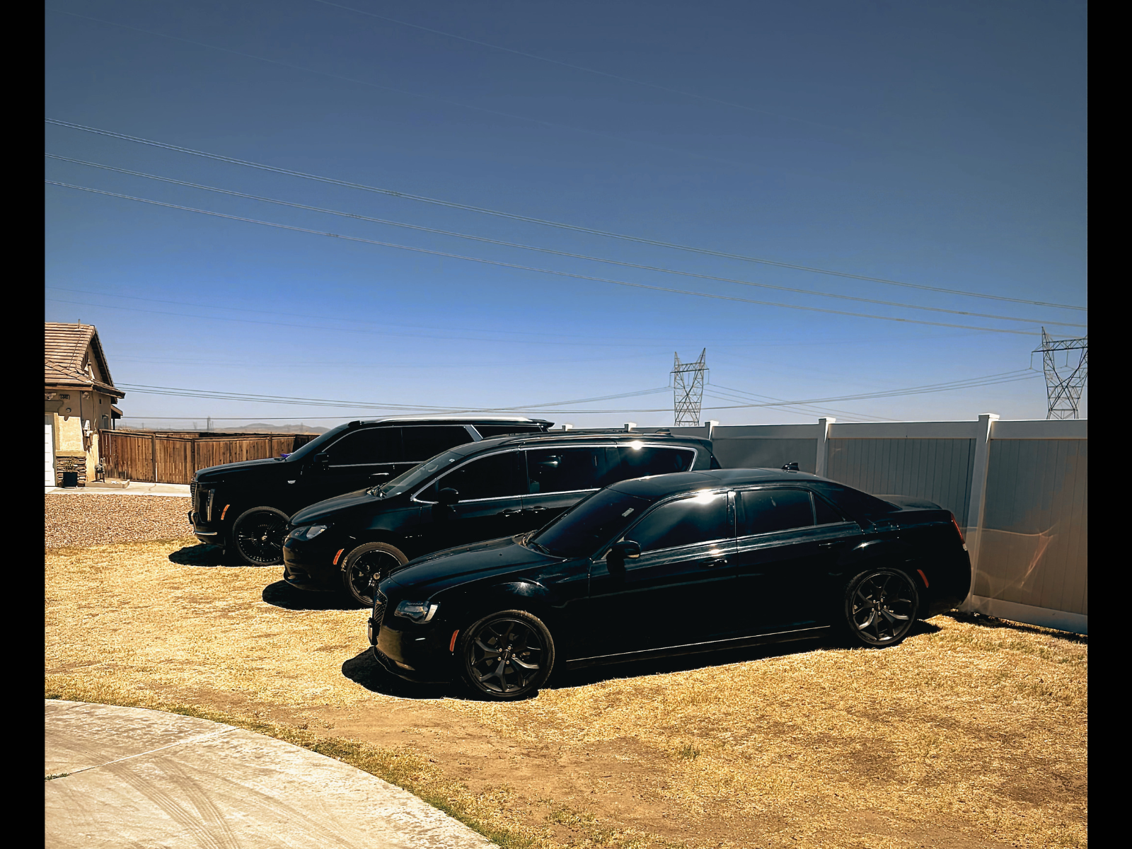 Chrysler 300, Minivan, Escalade on the Grass